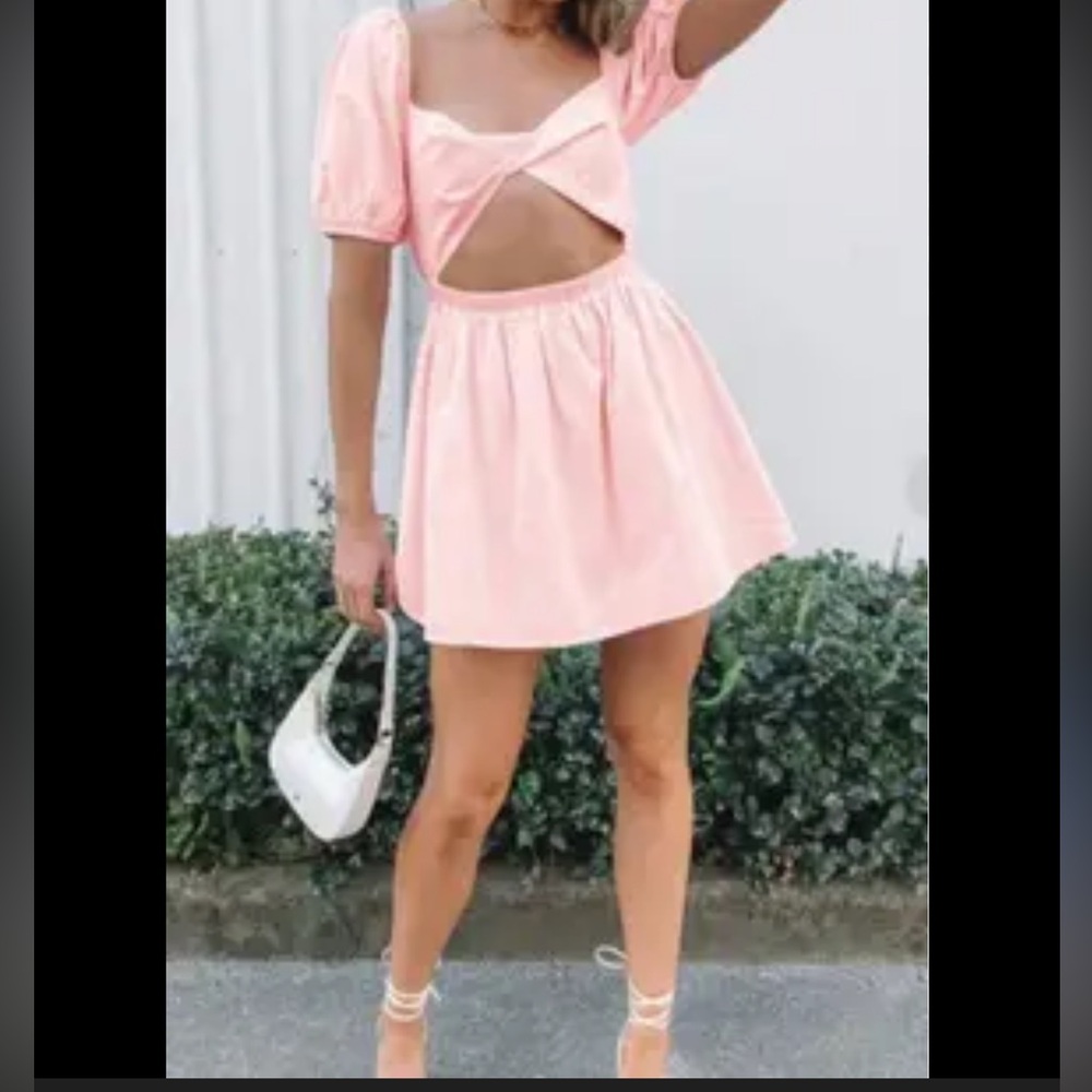 Beginning Boutique Pink Cutout Mini Dress